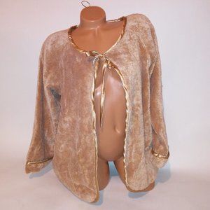 Comfort Choice Sweater Cardigan Medium Thick Tie Front Tan Light Brown Long Slee